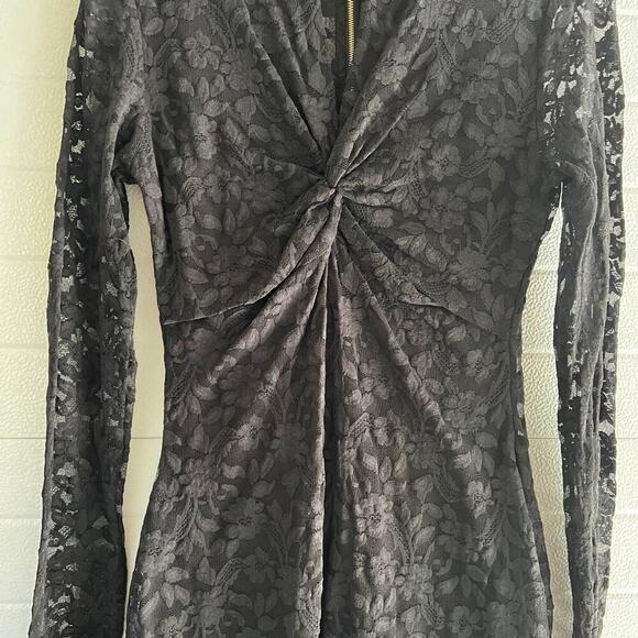 Black lace dress, armpit to armpit is 16”,  XS women's stretchy - Picture 3 of 11